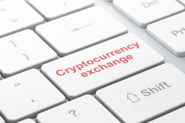 Cryptocurrency kavramı: Cryptocurrency Borsası'nda bilgisayar klavye arka plan