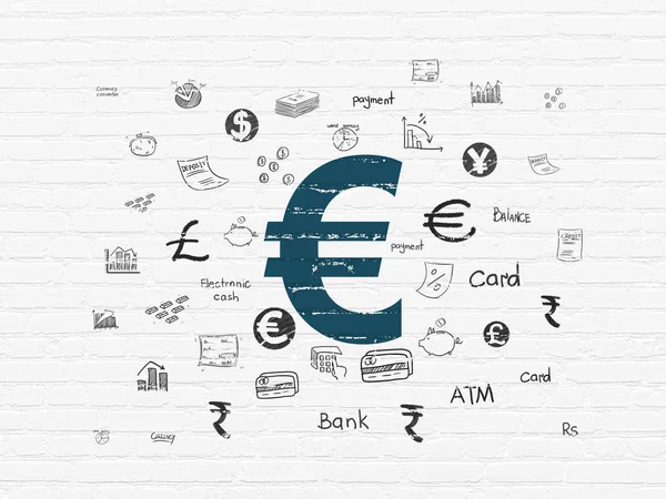 Concepto de dinero: euro sobre fondo de pared — Foto de Stock