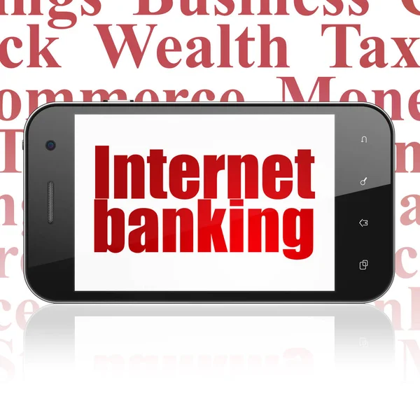 Concepto de dinero: Smartphone con Internet Banking en pantalla —  Fotos de Stock