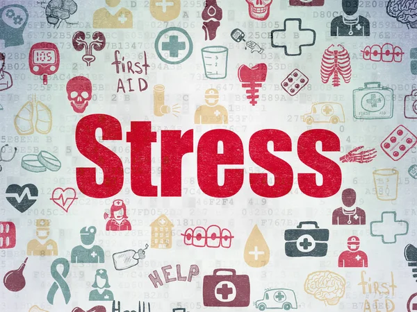 Medicin-konceptet: Stress på Digital Data papper bakgrund — Stockfoto