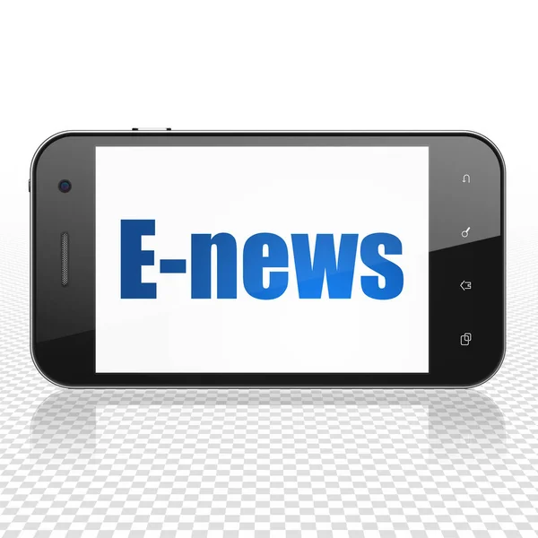 Concepto de noticias: Smartphone con E-news en pantalla —  Fotos de Stock