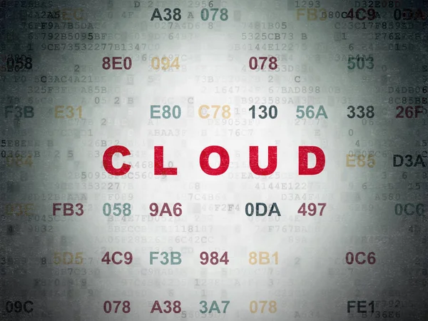 Концепция облачных технологий: Облако на фоне цифровой документации — стоковое фото