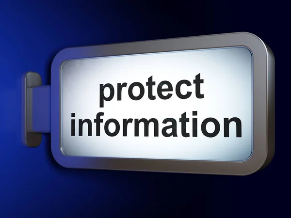 Концепция безопасности: Защита информации на фоне рекламного щита — стоковое фото