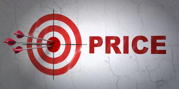 Advertising concept: target and Price on wall background