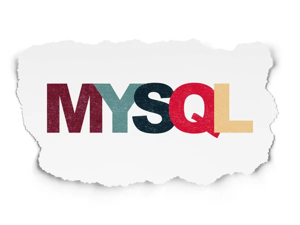 Databas koncept: Mysql på sönderrivet papper bakgrund — Stockfoto