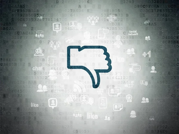 Sosyal ağ kavramı: dijital veri kağıt arka plan üzerinde başparmak aşağı