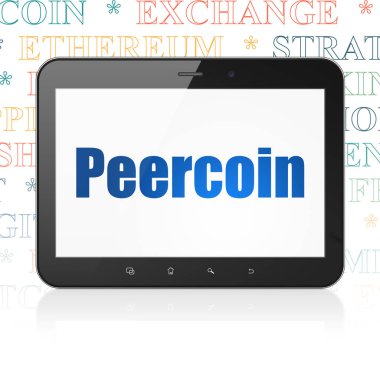 Blockchain kavramı: Peercoin ekranda Tablet bilgisayarınızla