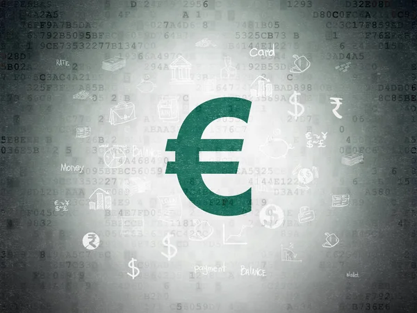 Concetto valutario: Euro su base Digital Data Paper — Foto Stock