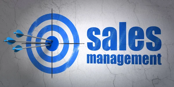 Advertising concept: target and Sales Management on wall background