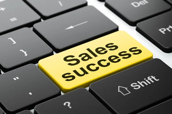 Koncepcja marketingu: sukces sprzedażowy na tle klawiatury komputera — Zdjęcie stockowe