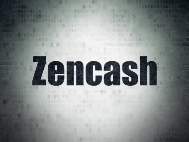 Cryptocurrency kavramı: Zencash dijital veri kağıt arka plan üzerinde