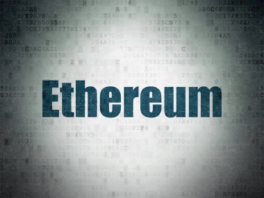 Cryptocurrency kavramı: Ethereum dijital veri kağıt arka plan üzerinde