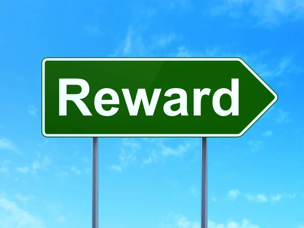 Bedrijfsconcept: beloning op weg teken achtergrond — Stockfoto