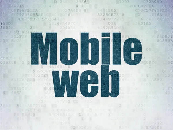 Concepto de desarrollo web: Web móvil sobre fondo de papel de datos digitales — Foto de Stock