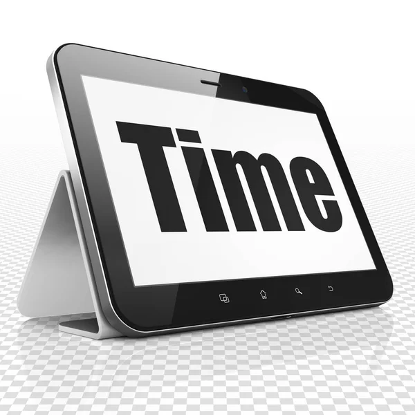 Concepto de tiempo: Tablet Computer con tiempo en pantalla — Foto de Stock