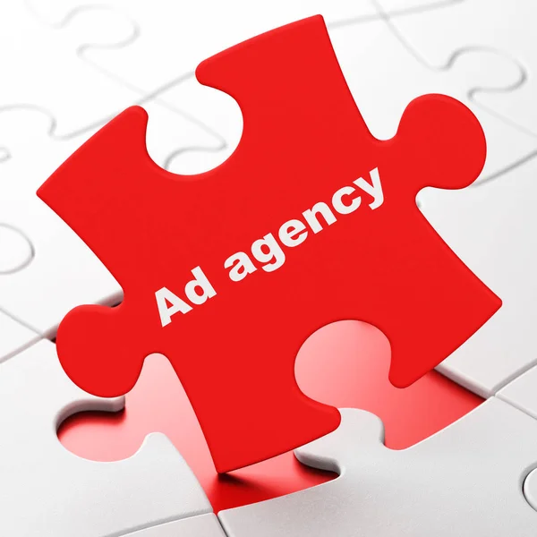 Концепция рекламы: Рекламное агентство на фоне головоломок — стоковое фото