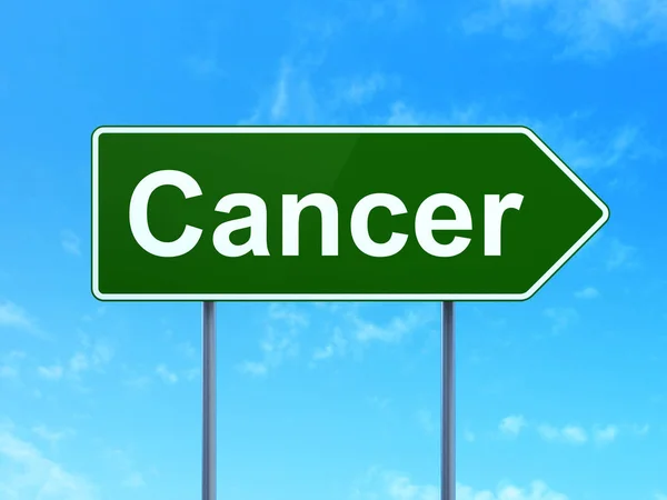 Gezondheidszorg concept: kanker op weg teken achtergrond — Stockfoto