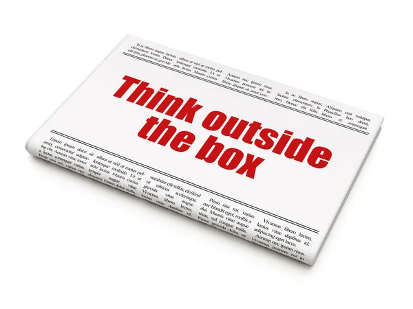 Concepto de estudio: titular del periódico Think outside The box —  Fotos de Stock