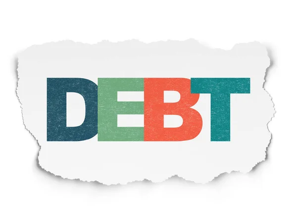 Koncepcji bankowości: dług na tle rozdarty papier — Zdjęcie stockowe