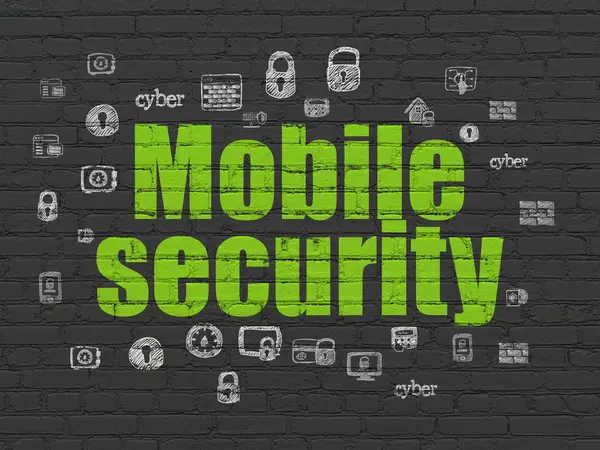 Концепция безопасности: Мобильная безопасность на фоне стен — стоковое фото