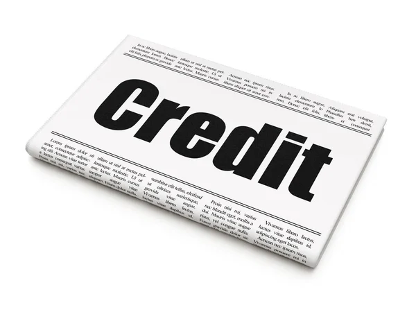 Finanční koncept: novinový titulek kredit — Stock fotografie