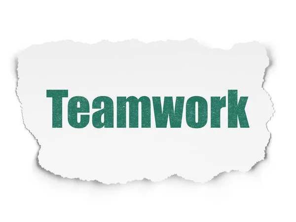 Financiën concept: Teamwork op gescheurd papier achtergrond — Stockfoto