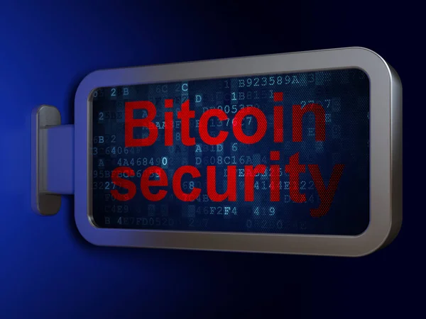 Concept Blockchain : Bitcoin Security sur fond de panneau d'affichage — Photo