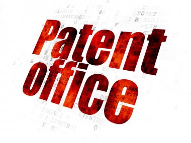 Hukuk kavramı: dijital arka plan üzerinde Patent Ofisi