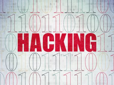 Gizlilik kavramı: dijital veri kağıt arka plan üzerinde Hacking