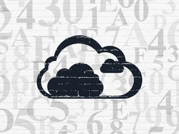 Koncept cloudové sítě: Cloud na pozadí zdi — Stock fotografie