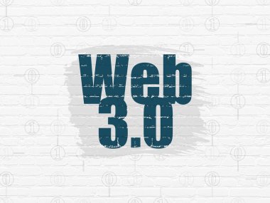 Web geliştirme kavramı: Web 3.0 duvar arka plan üzerinde