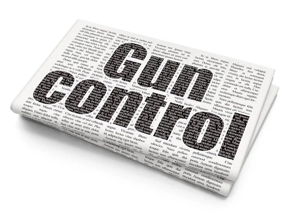 Concepto de seguridad: Control de armas en el fondo del periódico — Foto de Stock