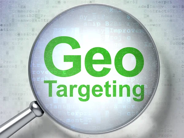 Concetto Finance: Geo Targeting con vetro ottico — Foto Stock