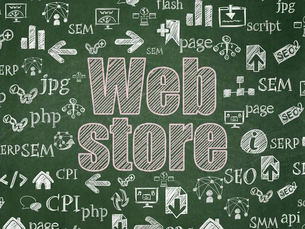 Web development concept: Web Store on School board background