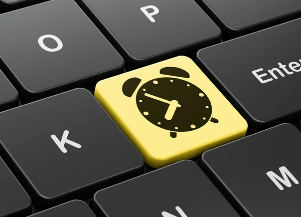 Timeline concept: Alarm Clock on computer keyboard background — Stock Photo, Image