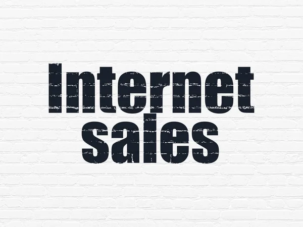 광고 개념: 벽 배경에서 인터넷 판매 — 스톡 사진