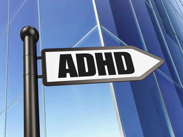 Concept de soins de santé : signer ADHD sur fond de bâtiment — Photo