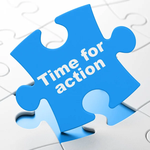 Concetto temporale: tempo di azione sullo sfondo del puzzle — Foto Stock
