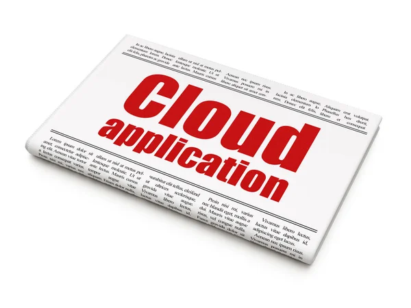Concepto de tecnología en la nube: titular del periódico Cloud Application — Foto de Stock