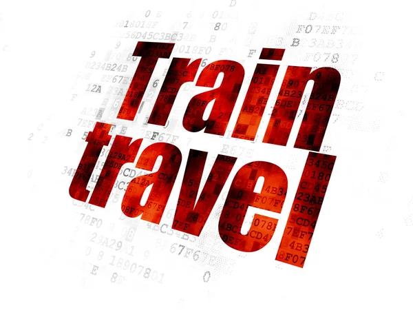 Conceito de férias: Viagens de trem em fundo digital — Fotografia de Stock