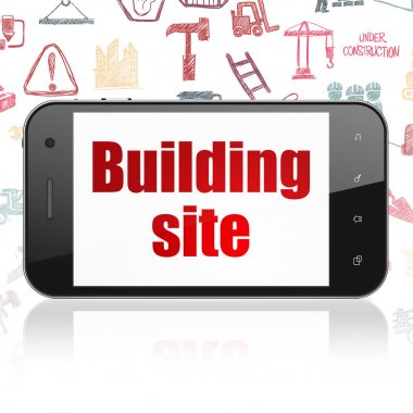 Bina inşaat kavramı: Smartphone ile inşaat alanında görüntüleme