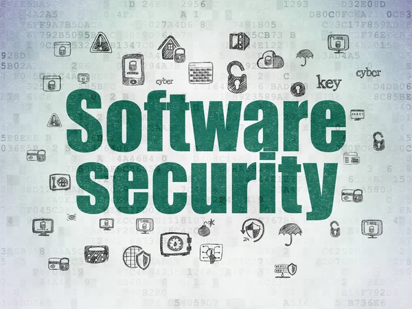 Концепция безопасности: Безопасность программного обеспечения на фоне цифровых документов — стоковое фото