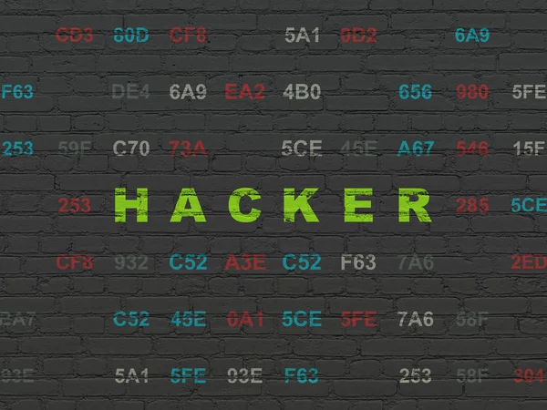 Concepto de seguridad: Hacker sobre fondo de pared — Foto de Stock