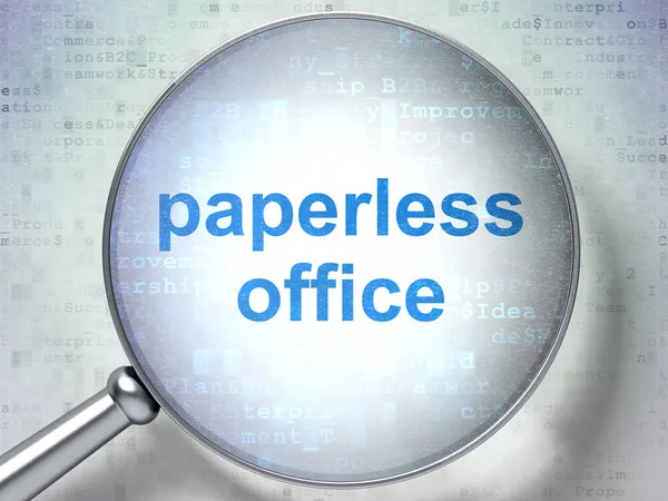 Finance concept: Paperless Office with optical glass — Stock Photo, Image