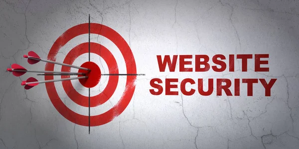 Web ontwerpconcept: target en de veiligheid van de Website op muur achtergrond — Stockfoto