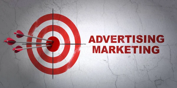 Concetto di marketing: target e Advertising Marketing su sfondo wall — Foto Stock