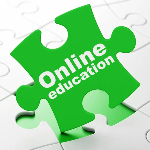 Concepto de educación: Educación en línea en el fondo del rompecabezas — Foto de Stock