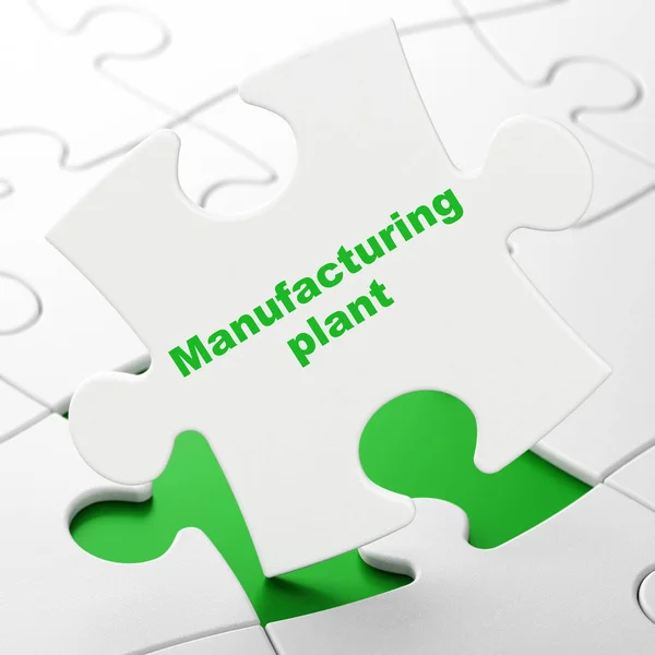 Manufacuring concept: fabriek op de achtergrond van de puzzel — Stockfoto