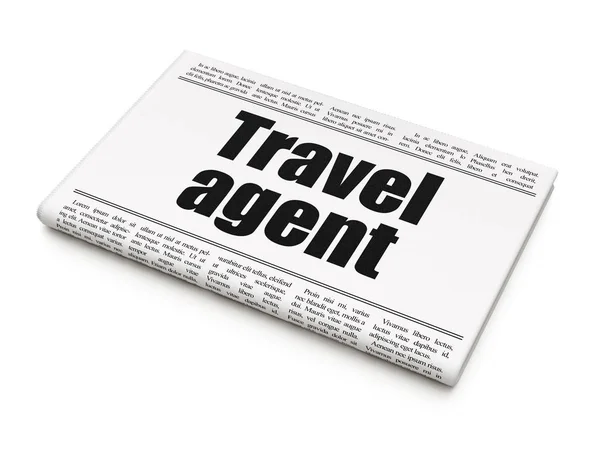 Conceito de turismo: título do jornal Travel Agent — Fotografia de Stock