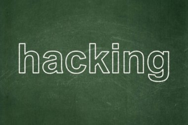 Gizlilik kavramı: Kara tahta arka plan üzerinde Hacking